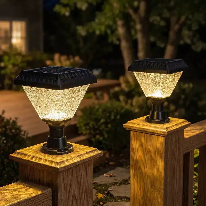 C Cattleya Lot de 2 luminaires solaires pour poteaux de clôture, 21,6 cm, noir mat, avec télécommande, 3 températures de couleur et RVB, fonction minuterie