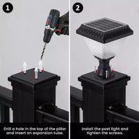 C Cattleya Lot de 2 luminaires solaires pour poteaux de clôture, 21,6 cm, noir mat, avec télécommande, 3 températures de couleur et RVB, fonction minuterie