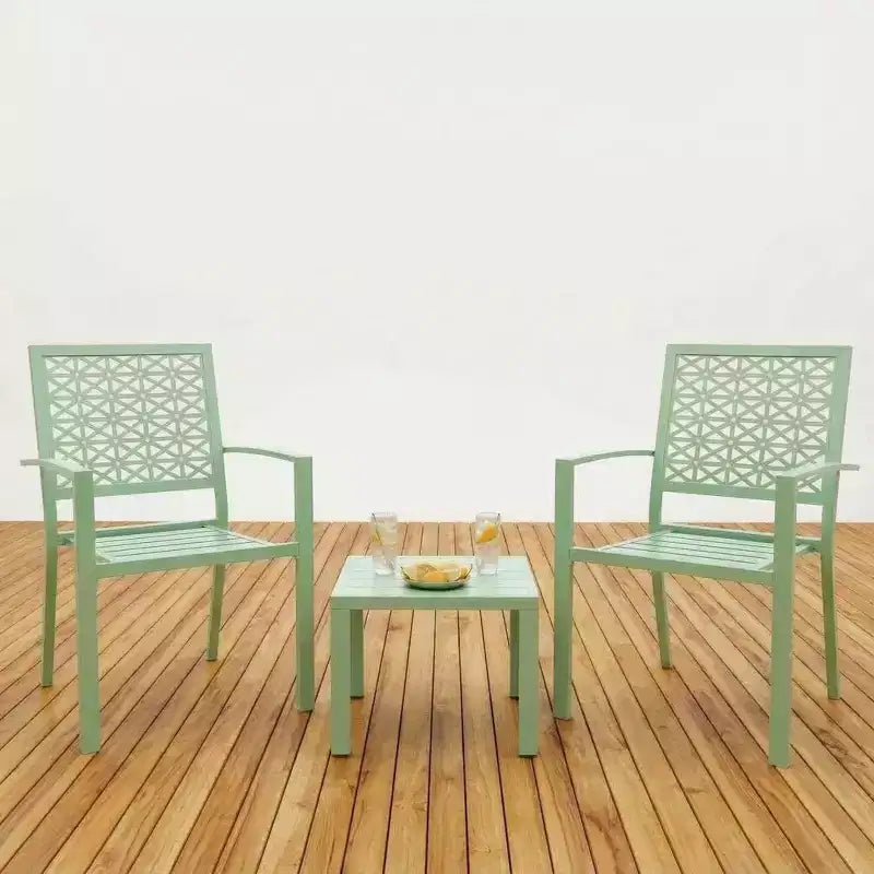 Ensemble bistrot 3 pièces en fer forgé - Table et chaises d'extérieur résistantes à la rouille pour terrasse, balcon et véranda
