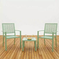 Ensemble bistrot 3 pièces en fer forgé - Table et chaises d'extérieur résistantes à la rouille pour terrasse, balcon et véranda