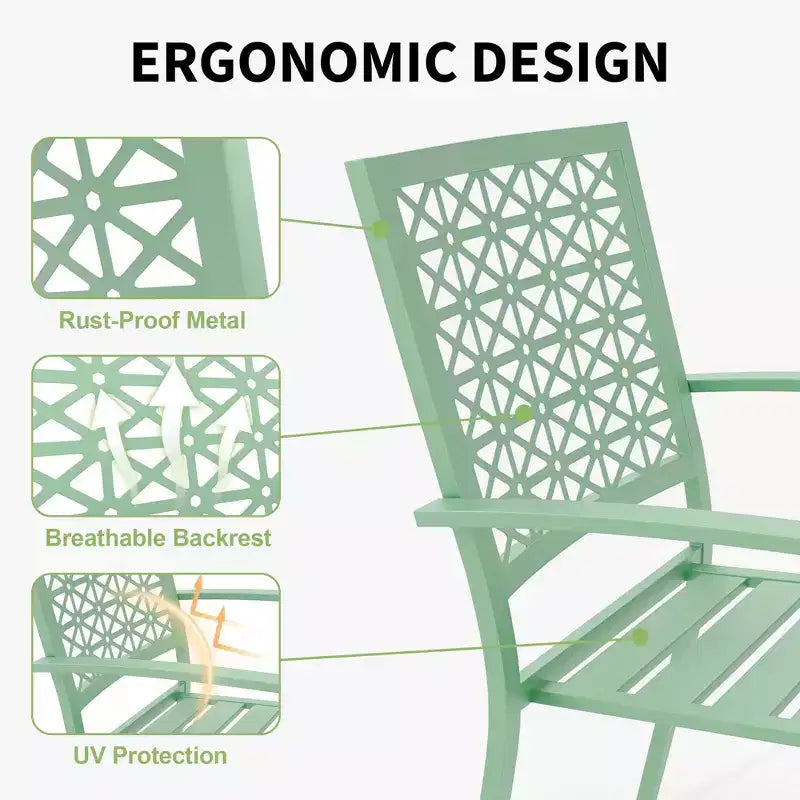 Ensemble bistrot 3 pièces en fer forgé - Table et chaises d'extérieur résistantes à la rouille pour terrasse, balcon et véranda