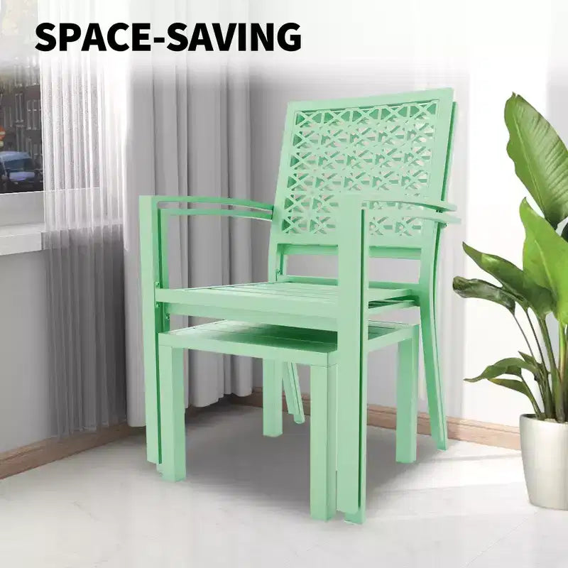 Ensemble bistrot 3 pièces en fer forgé - Table et chaises d'extérieur résistantes à la rouille pour terrasse, balcon et véranda