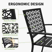 Ensemble bistrot 3 pièces en fer forgé - Table et chaises d'extérieur résistantes à la rouille pour terrasse, balcon et véranda