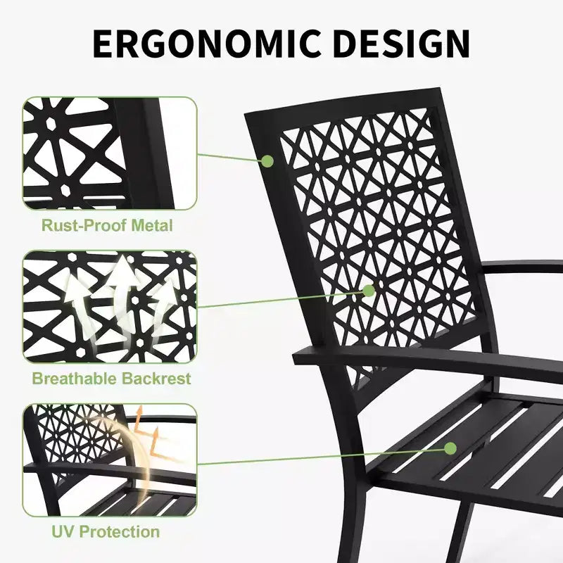 Ensemble bistrot 3 pièces en fer forgé - Table et chaises d'extérieur résistantes à la rouille pour terrasse, balcon et véranda