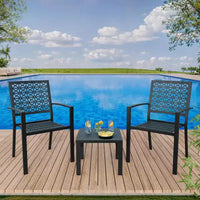 Ensemble bistrot 3 pièces en fer forgé - Table et chaises d'extérieur résistantes à la rouille pour terrasse, balcon et véranda