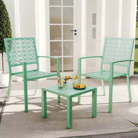 Ensemble bistrot 3 pièces en fer forgé - Table et chaises d'extérieur résistantes à la rouille pour terrasse, balcon et véranda