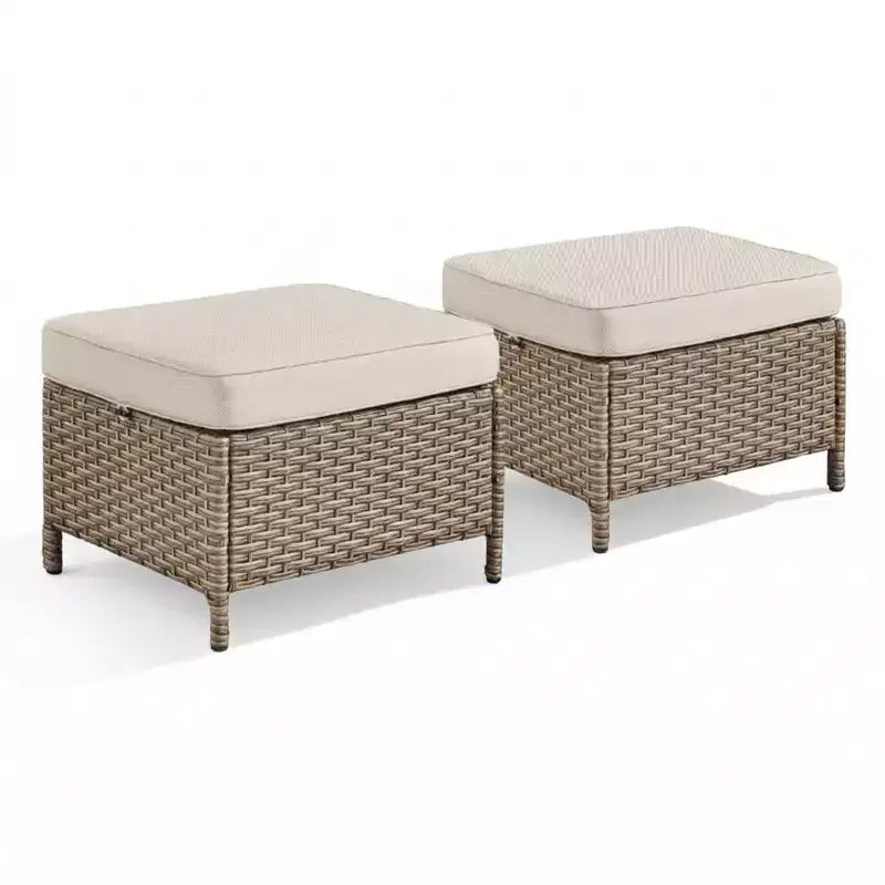 Ensemble de poufs de rangement extérieurs en osier (paquet de 2)
