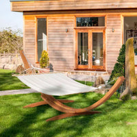 Grand hamac autoportant en coton avec support en bois massif, capacité 330 lb, style bohème chic
