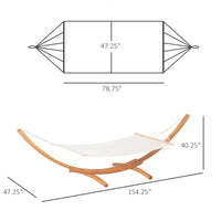 Grand hamac autoportant en coton avec support en bois massif, capacité 330 lb, style bohème chic