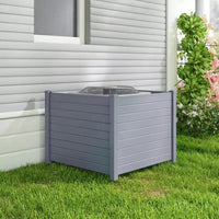 Costway Clôture pour climatiseur 48'' x 38'' 4 panneaux avec piquets de sol en metal, sans creusage, poubelle