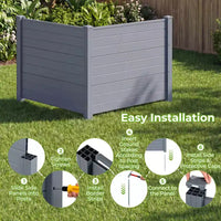 Costway Clôture pour climatiseur 48'' x 38'' 4 panneaux avec piquets de sol en metal, sans creusage, poubelle