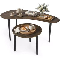 Ensemble de 2 tables gigognes Costway Nest, tables d'appoint modernes avec pieds de soutien en bois massif