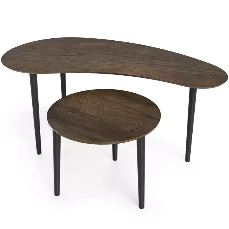Ensemble de 2 tables gigognes Costway Nest, tables d'appoint modernes avec pieds de soutien en bois massif