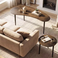 Ensemble de 2 tables gigognes Costway Nest, tables d'appoint modernes avec pieds de soutien en bois massif