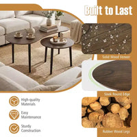 Ensemble de 2 tables gigognes Costway Nest, tables d'appoint modernes avec pieds de soutien en bois massif