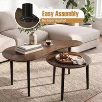 Ensemble de 2 tables gigognes Costway Nest, tables d'appoint modernes avec pieds de soutien en bois massif