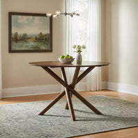 Roundhill Furniture Arnott table de salle à manger ronde, finition noyer