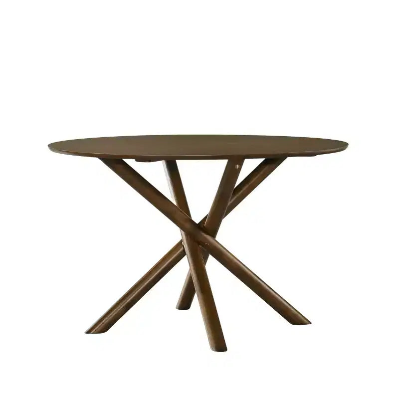 Roundhill Furniture Arnott table de salle à manger ronde, finition noyer