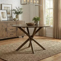 Roundhill Furniture Arnott table de salle à manger ronde, finition noyer