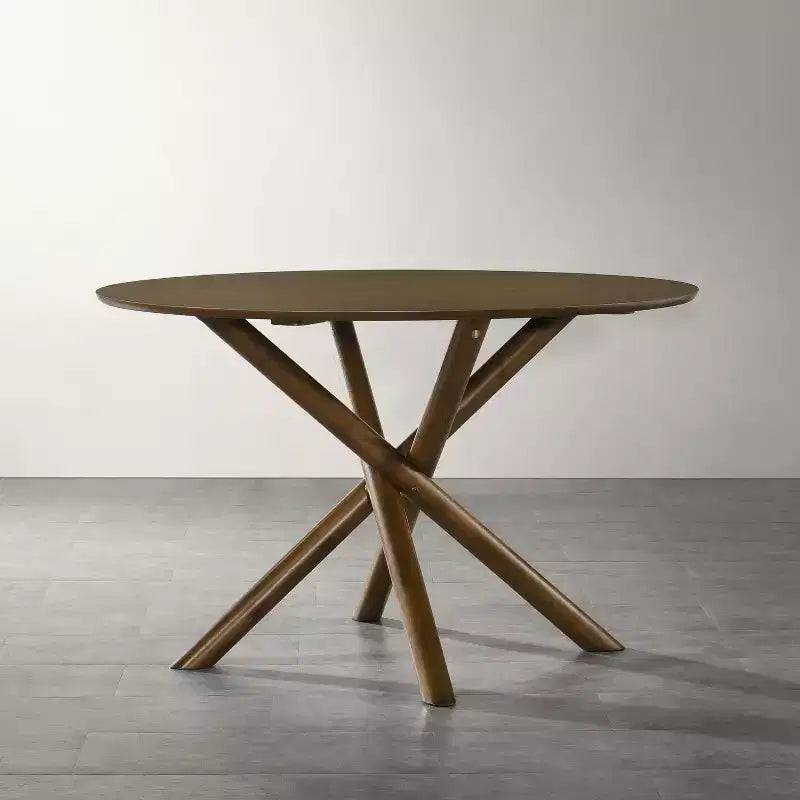 Roundhill Furniture Arnott table de salle à manger ronde, finition noyer