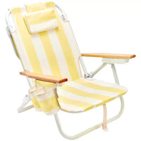 Sunnylife: Chaise de plage de luxe - La Mer Limon Stripe - Siège transat en tissu jaune