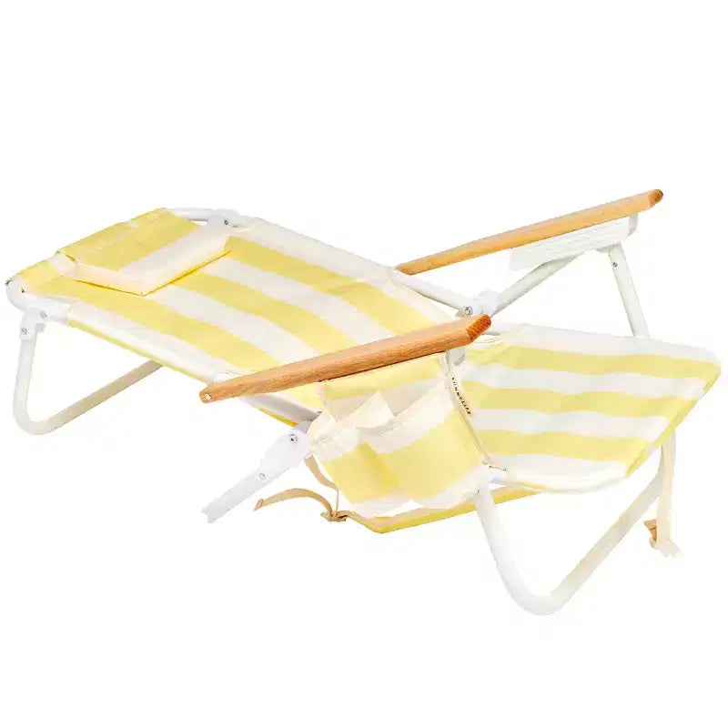 Sunnylife: Chaise de plage de luxe - La Mer Limon Stripe - Siège transat en tissu jaune