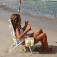 Sunnylife: Chaise de plage de luxe - La Mer Limon Stripe - Siège transat en tissu jaune