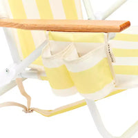 Sunnylife: Chaise de plage de luxe - La Mer Limon Stripe - Siège transat en tissu jaune