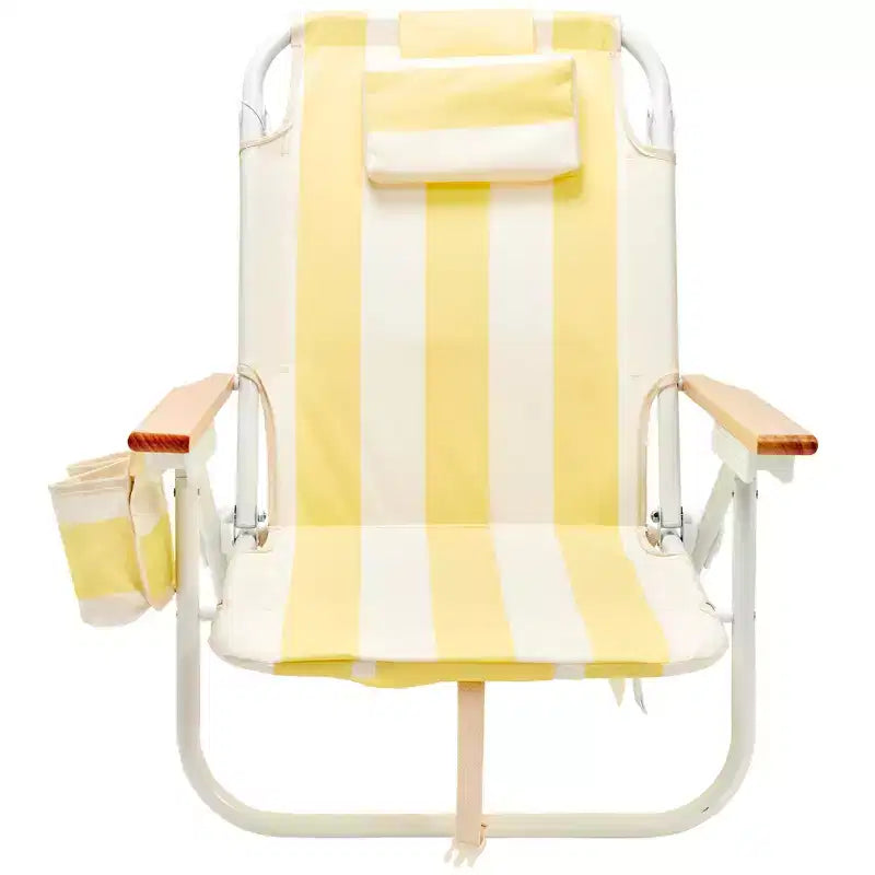 Sunnylife: Chaise de plage de luxe - La Mer Limon Stripe - Siège transat en tissu jaune