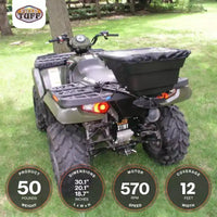 Épandeur d'engrais et de semences Field Tuff 12 V de 56,7 kg avec attelage et protection anti-pluie pour VTT, UTV ou tracteur utilitaire