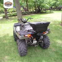 Épandeur d'engrais et de semences Field Tuff 12 V de 56,7 kg avec attelage et protection anti-pluie pour VTT, UTV ou tracteur utilitaire