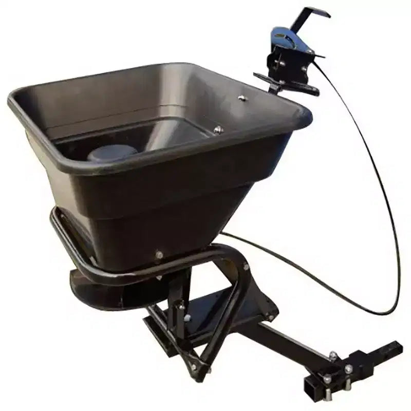 Épandeur d'engrais et de semences Field Tuff 12 V de 56,7 kg avec attelage et protection anti-pluie pour VTT, UTV ou tracteur utilitaire