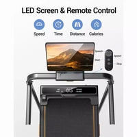 Tapis de marche pliable 4 en 1 avec poignée, tapis roulant sous le bureau avec inclinaison de 14 % pour la maison, moteur sans balais silencieux de 2,5 CV