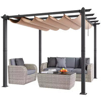 Pergola Rétractable Extérieure 3x3 m avec Auvent Pare-Soleil Aluminium Beige Robuste