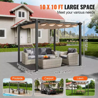 Pergola Rétractable Extérieure 3x3 m avec Auvent Pare-Soleil Aluminium Beige Robuste