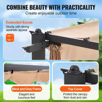 Pergola Rétractable Extérieure 3x3 m avec Auvent Pare-Soleil Aluminium Beige Robuste