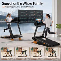 Tapis de course à inclinaison pour la maison avec barre poignée, tapis de marche pliant avec écran LED, absorption des chocs 7 couches, moteur silencieux, grande capacité