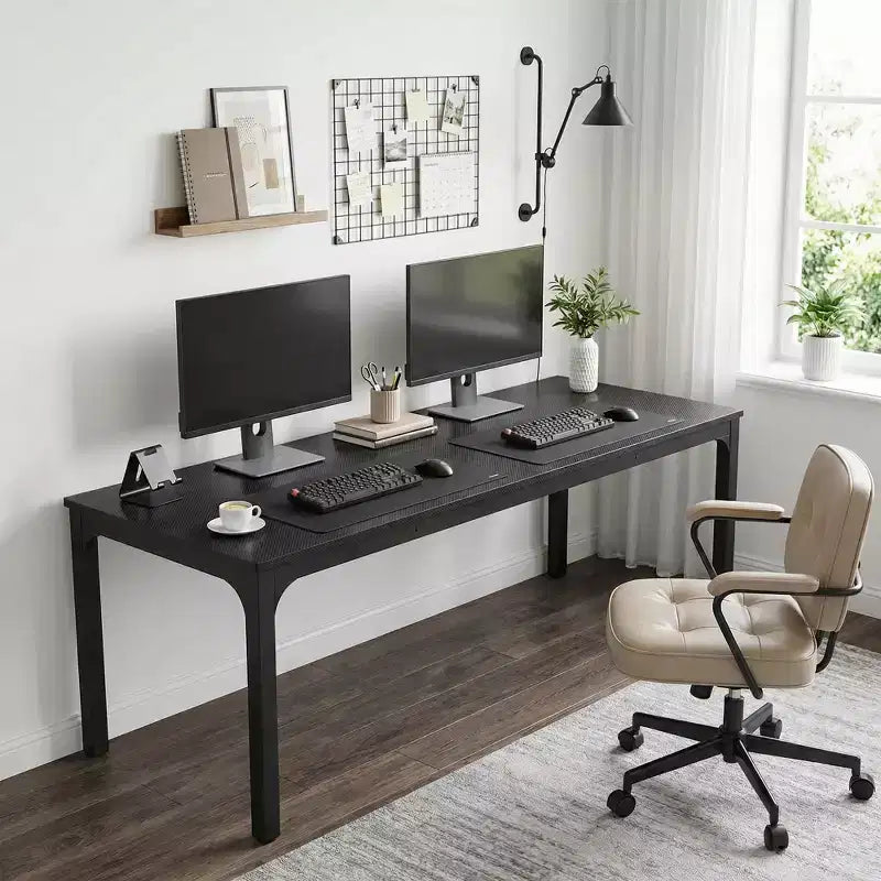 MAYEERTY bureau double poste de travail industriel extra-long 78.7, bureau de bureau à domicile 2 personnes avec cadre métallique robuste, plateau MDF capacité 200lbs