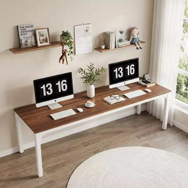 MAYEERTY bureau double poste de travail industriel extra-long 78.7, bureau de bureau à domicile 2 personnes avec cadre métallique robuste, plateau MDF capacité 200lbs