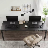 MAYEERTY bureau double poste de travail industriel extra-long 78.7, bureau de bureau à domicile 2 personnes avec cadre métallique robuste, plateau MDF capacité 200lbs