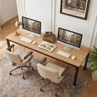 MAYEERTY bureau double poste de travail industriel extra-long 78.7, bureau de bureau à domicile 2 personnes avec cadre métallique robuste, plateau MDF capacité 200lbs