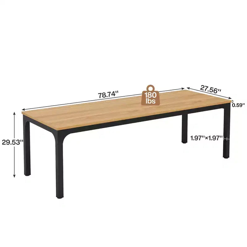 MAYEERTY bureau double poste de travail industriel extra-long 78.7, bureau de bureau à domicile 2 personnes avec cadre métallique robuste, plateau MDF capacité 200lbs