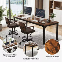 MAYEERTY bureau double poste de travail industriel extra-long 78.7, bureau de bureau à domicile 2 personnes avec cadre métallique robuste, plateau MDF capacité 200lbs