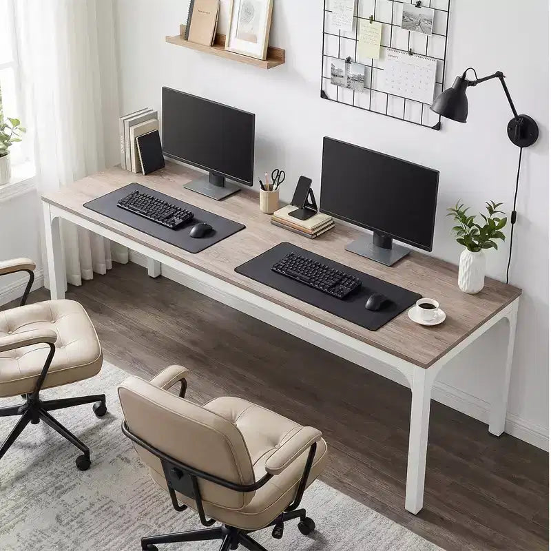MAYEERTY bureau double poste de travail industriel extra-long 78.7, bureau de bureau à domicile 2 personnes avec cadre métallique robuste, plateau MDF capacité 200lbs