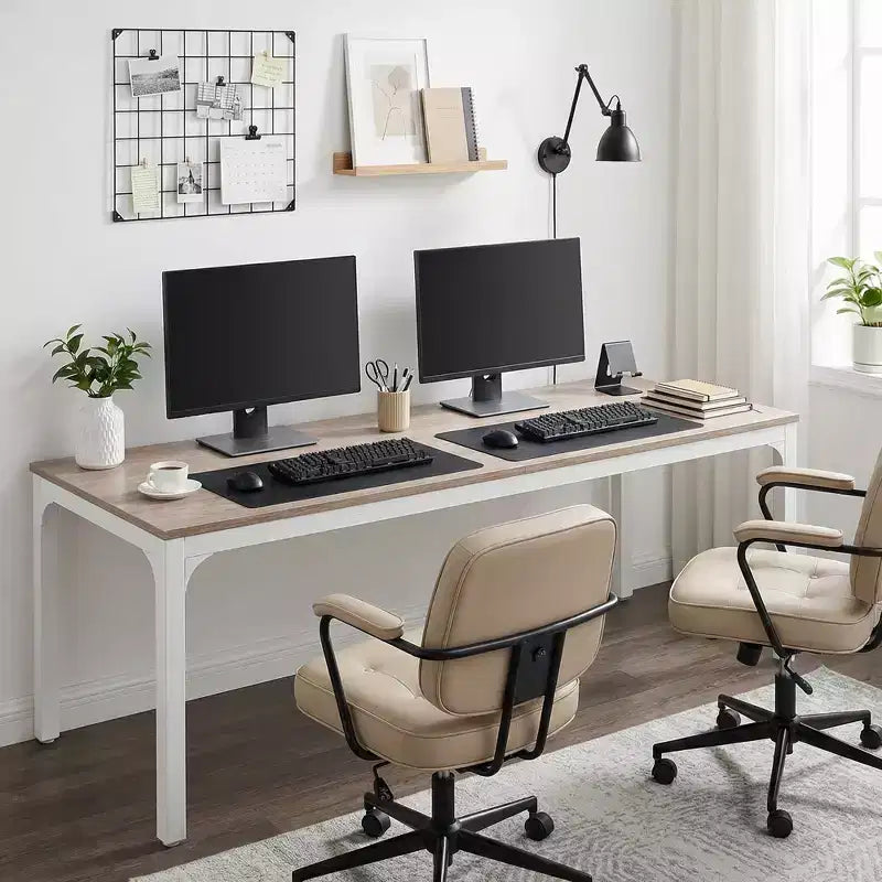 MAYEERTY bureau double poste de travail industriel extra-long 78.7, bureau de bureau à domicile 2 personnes avec cadre métallique robuste, plateau MDF capacité 200lbs