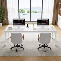 MAYEERTY bureau double poste de travail industriel extra-long 78.7, bureau de bureau à domicile 2 personnes avec cadre métallique robuste, plateau MDF capacité 200lbs