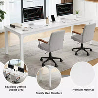MAYEERTY bureau double poste de travail industriel extra-long 78.7, bureau de bureau à domicile 2 personnes avec cadre métallique robuste, plateau MDF capacité 200lbs
