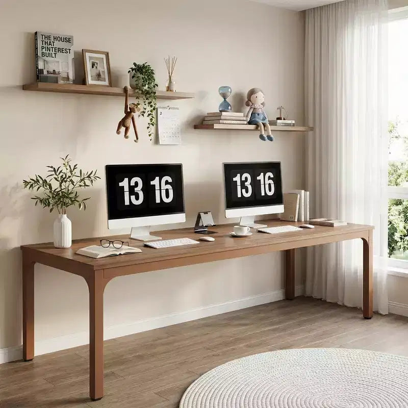 MAYEERTY bureau double poste de travail industriel extra-long 78.7, bureau de bureau à domicile 2 personnes avec cadre métallique robuste, plateau MDF capacité 200lbs