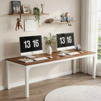MAYEERTY bureau double poste de travail industriel extra-long 78.7, bureau de bureau à domicile 2 personnes avec cadre métallique robuste, plateau MDF capacité 200lbs