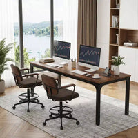 MAYEERTY bureau double poste de travail industriel extra-long 78.7, bureau de bureau à domicile 2 personnes avec cadre métallique robuste, plateau MDF capacité 200lbs